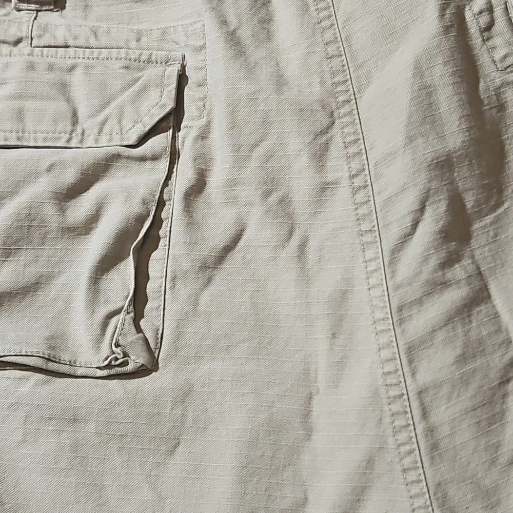 Woolrich Cargo Shorts Mens 42 Beige Ripstop Cotton Buttoned Pockets Spot See Pic